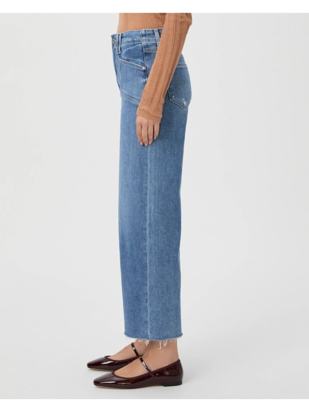 Paige Anessa Wide Leg Jean in Sunnie Distressed Wash 29 - Picture 3 of 8